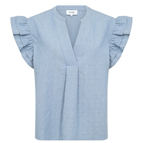Levete Room LR-LENNON 2 Bluse, Blue Cotton 